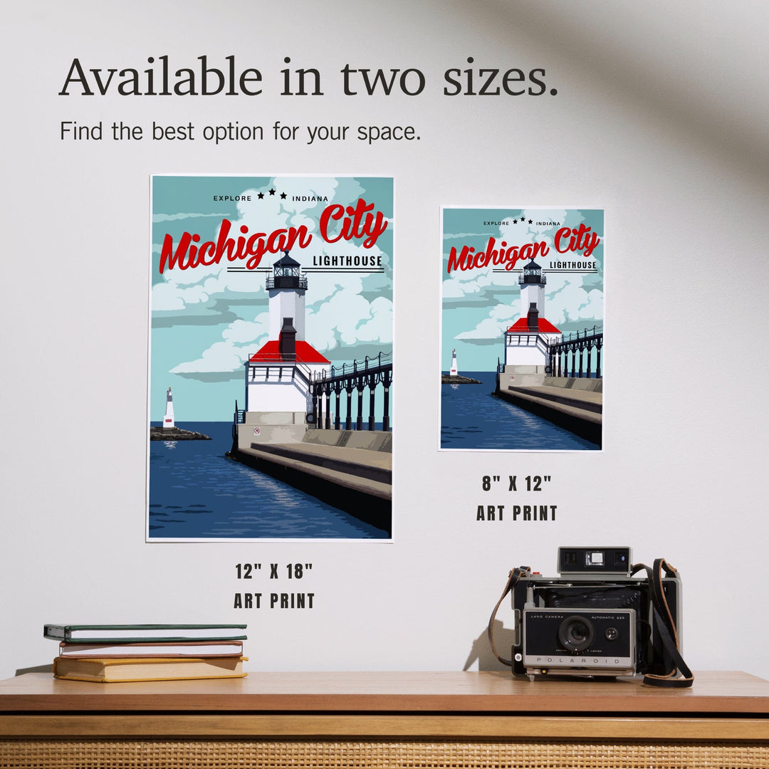Indiana, Michigan City Lighthouse and Pier, Art & Giclee Prints - Lantern Press