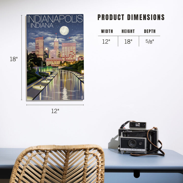 Indianapolis, Indiana, Indianapolis at Night, Lantern Press Artwork, Wood Signs and Postcards - Lantern Press