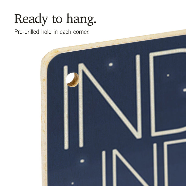 Indianapolis, Indiana, Indianapolis at Night, Lantern Press Artwork, Wood Signs and Postcards - Lantern Press