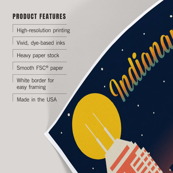 Indianapolis, Indiana, Retro Skyline Chromatic Series, Art & Giclee Prints - Lantern Press