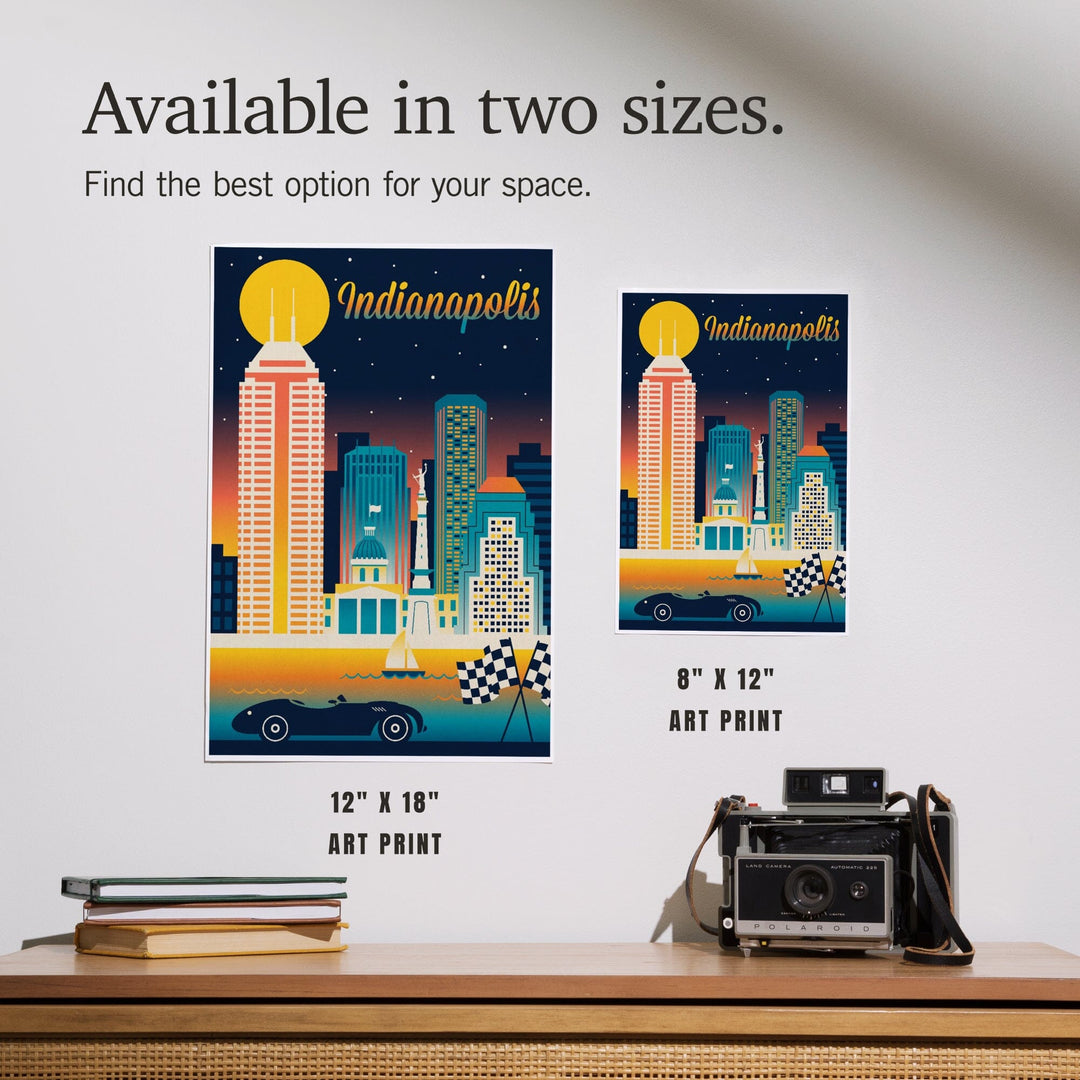 Indianapolis, Indiana, Retro Skyline Chromatic Series, Art & Giclee Prints - Lantern Press