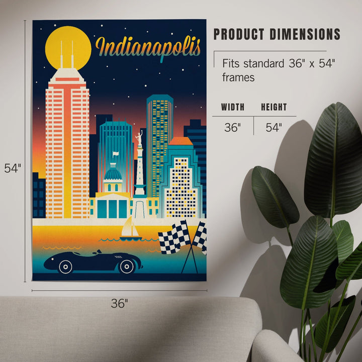 Indianapolis, Indiana, Retro Skyline Chromatic Series, Art & Giclee Prints - Lantern Press