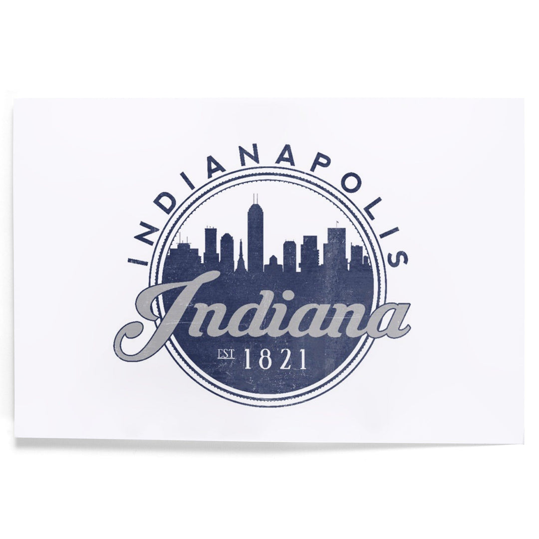 Indianapolis, Indiana, Skyline Seal (Blue), Established 1821, Art & Giclee Prints - Lantern Press