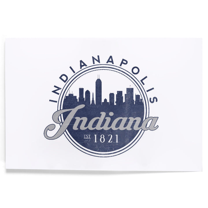 Indianapolis, Indiana, Skyline Seal (Blue), Established 1821, Art & Giclee Prints - Lantern Press