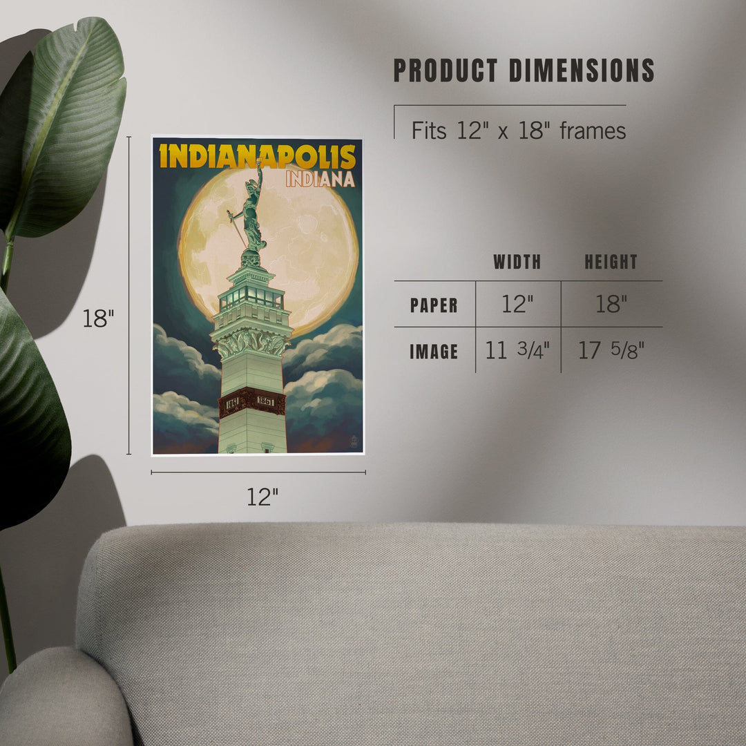 Indianapolis, Indiana, Soldiers' and Sailors' Monument and Moon, Art & Giclee Prints - Lantern Press