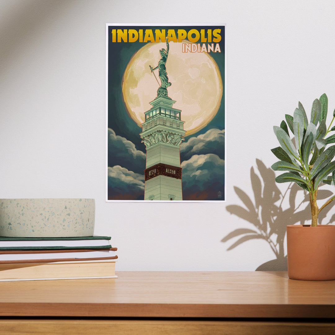 Indianapolis, Indiana, Soldiers' and Sailors' Monument and Moon, Art & Giclee Prints - Lantern Press