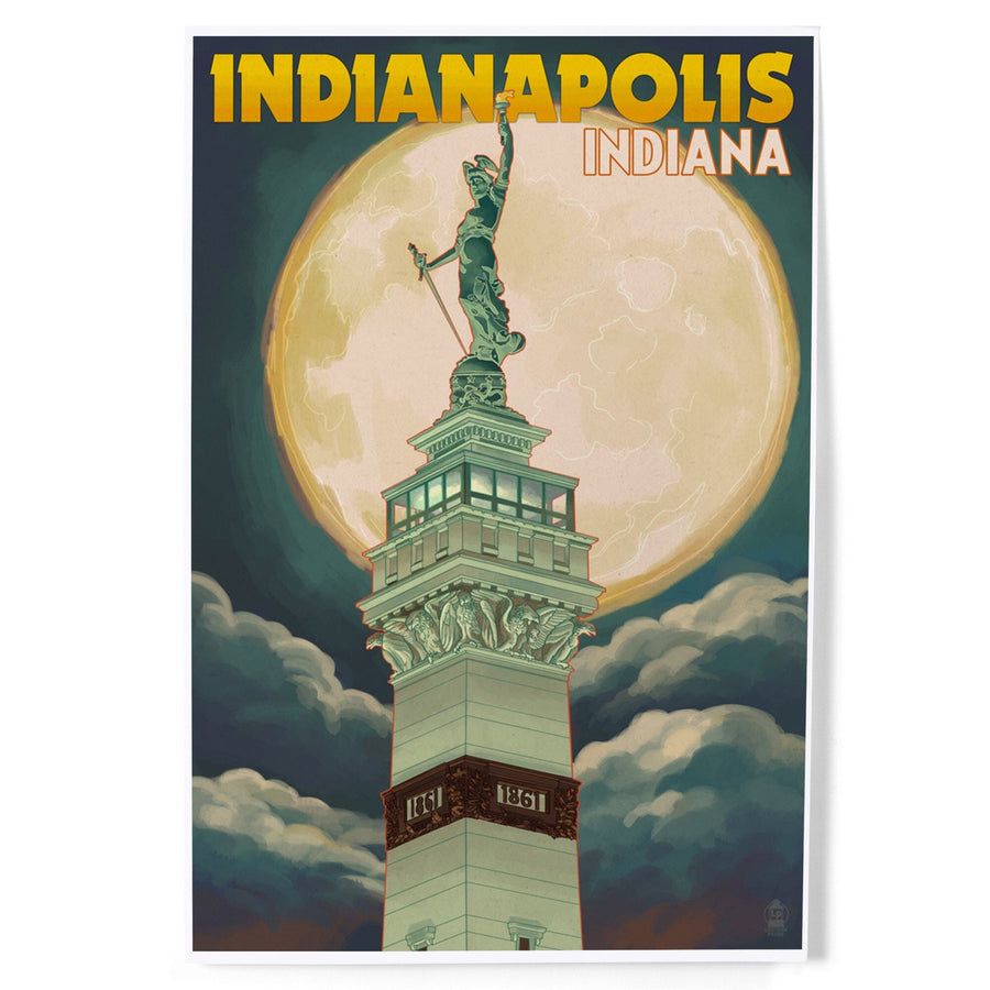 Indianapolis, Indiana, Soldiers' and Sailors' Monument and Moon, Art & Giclee Prints - Lantern Press