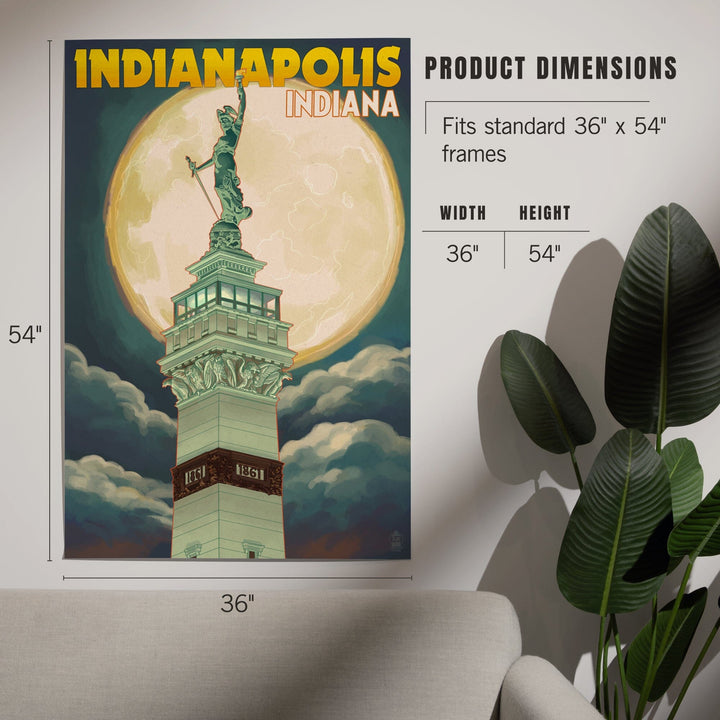 Indianapolis, Indiana, Soldiers' and Sailors' Monument and Moon, Art & Giclee Prints - Lantern Press