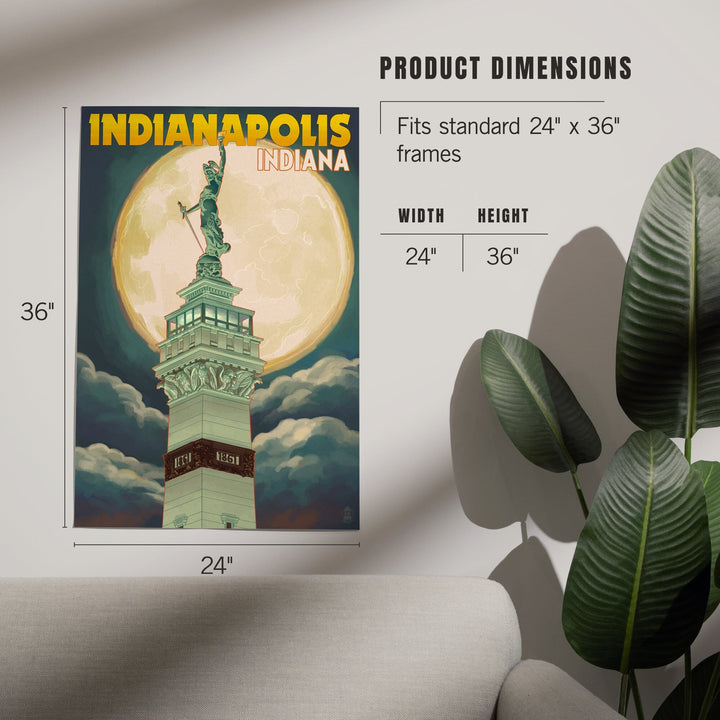 Indianapolis, Indiana, Soldiers' and Sailors' Monument and Moon, Art & Giclee Prints - Lantern Press