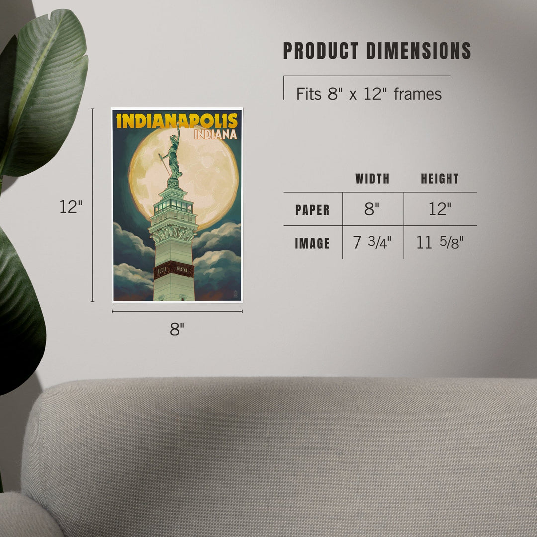 Indianapolis, Indiana, Soldiers' and Sailors' Monument and Moon, Art & Giclee Prints - Lantern Press
