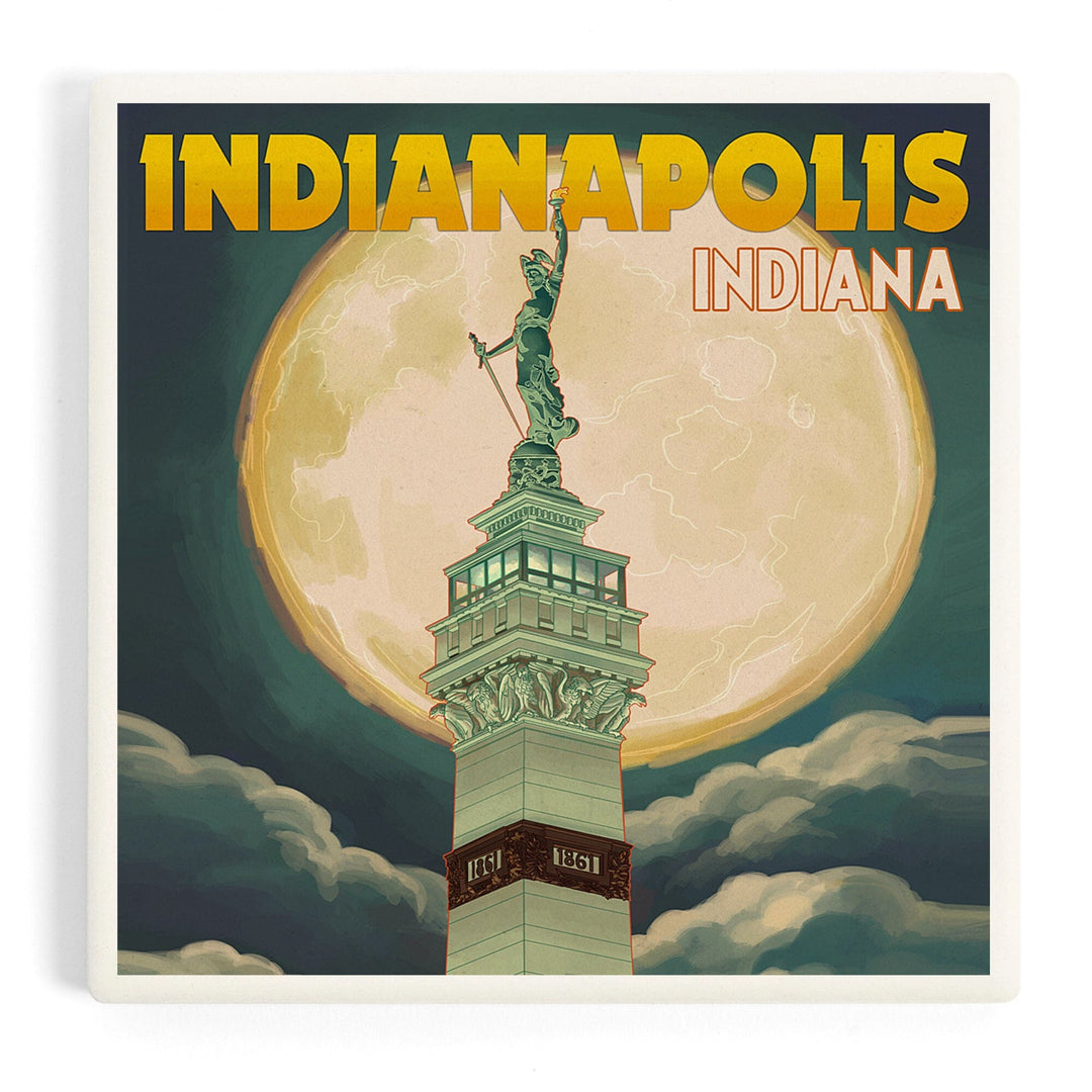 Indianapolis, Indiana, Soldiers' and Sailors' Monument and Moon, Coasters Coasters Lantern Press