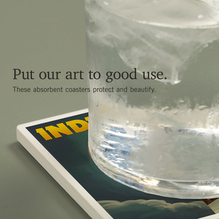 Indianapolis, Indiana, Soldiers' and Sailors' Monument and Moon, Coasters Coasters Lantern Press