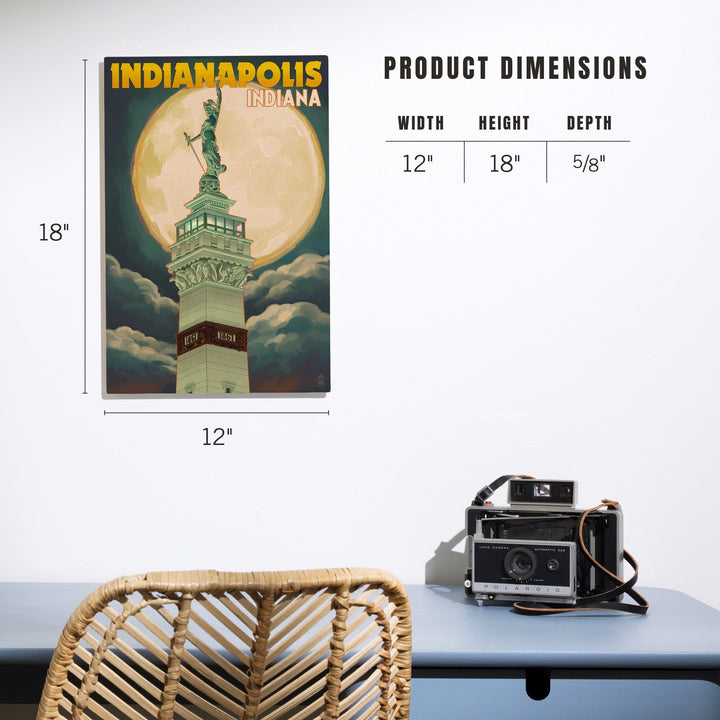 Indianapolis, Indiana, Soldiers' and Sailors' Monument & Moon, Lantern Press Artwork, Wood Signs and Postcards - Lantern Press