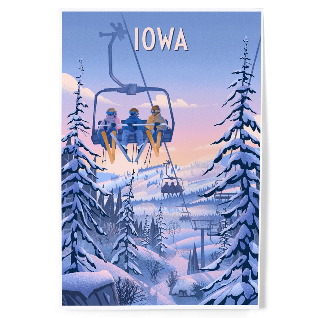 Iowa, Chill on the Uphill, Ski Lift, Art & Giclee Prints Art Lantern Press 12 x 18 Art Print