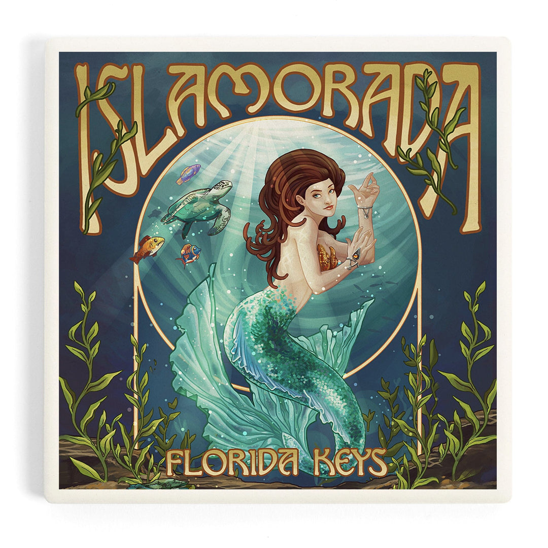 Islamorada, Florida Keys, Mermaid, Coasters Coasters Lantern Press Coaster