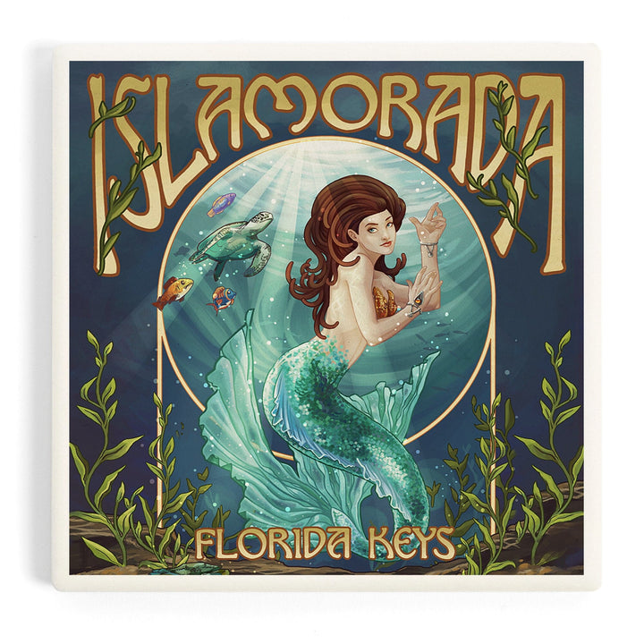 Islamorada, Florida Keys, Mermaid, Coasters Coasters Lantern Press Coaster