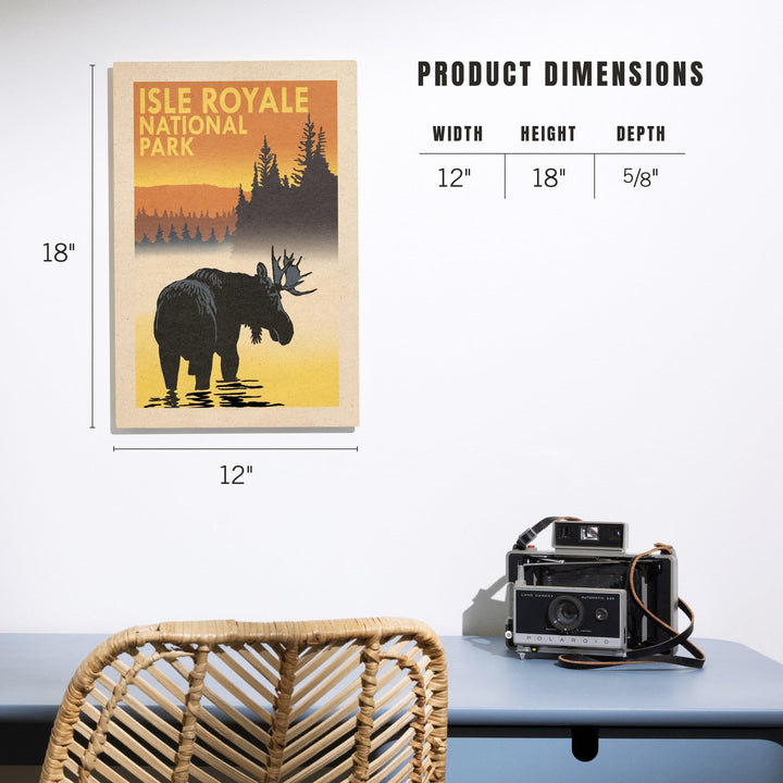 Isle Royale National Park, Michigan, Moose at Dawn, Lantern Press Artwork, Wood Signs and Postcards - Lantern Press