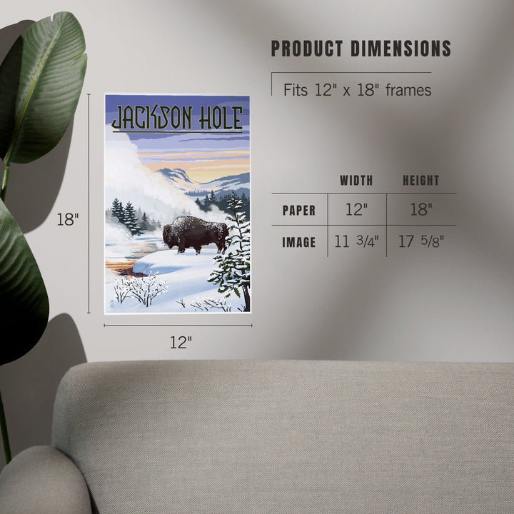 Jackson Hole, Wyoming, Bison Snow Scene, Art & Giclee Prints - Lantern Press