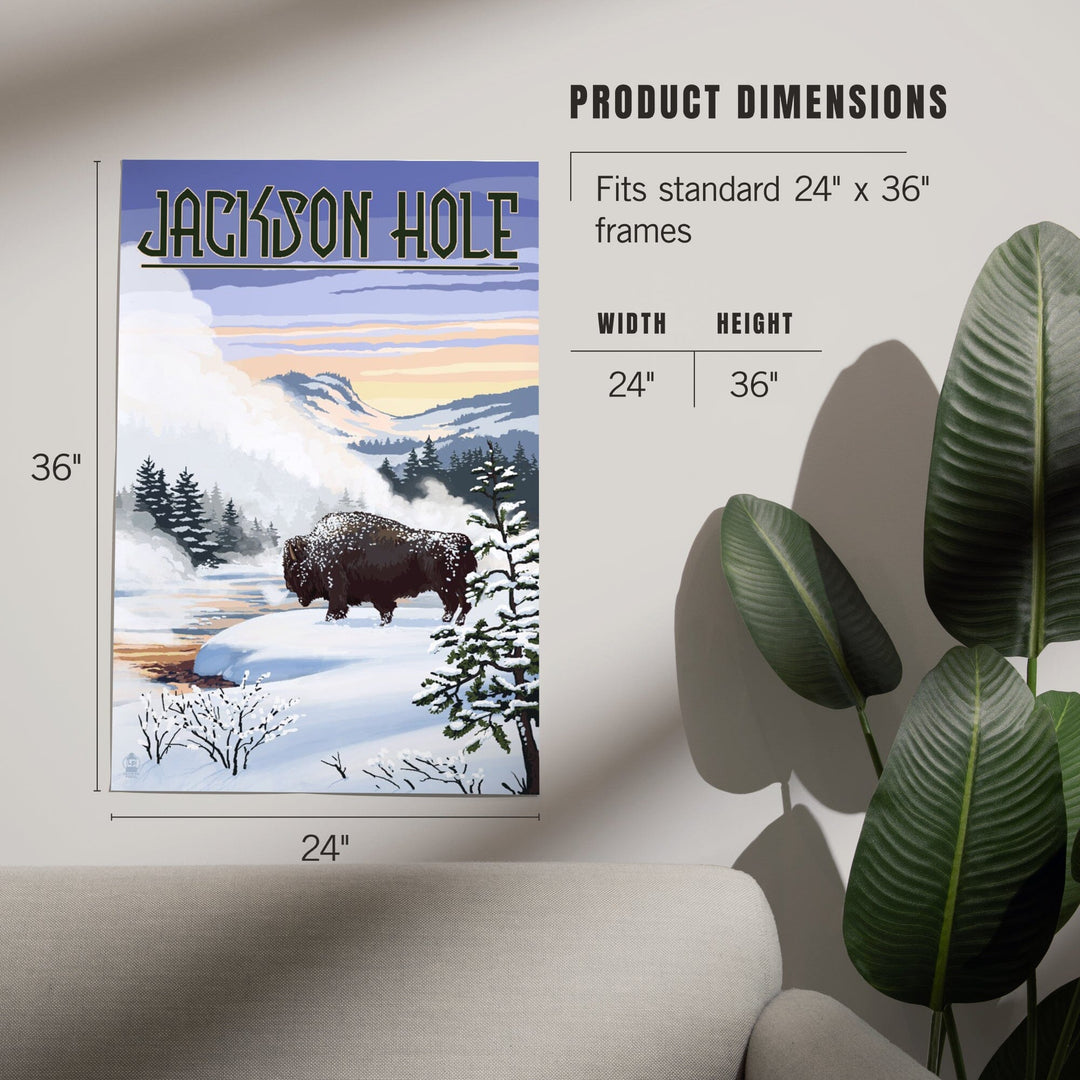 Jackson Hole, Wyoming, Bison Snow Scene, Art & Giclee Prints - Lantern Press