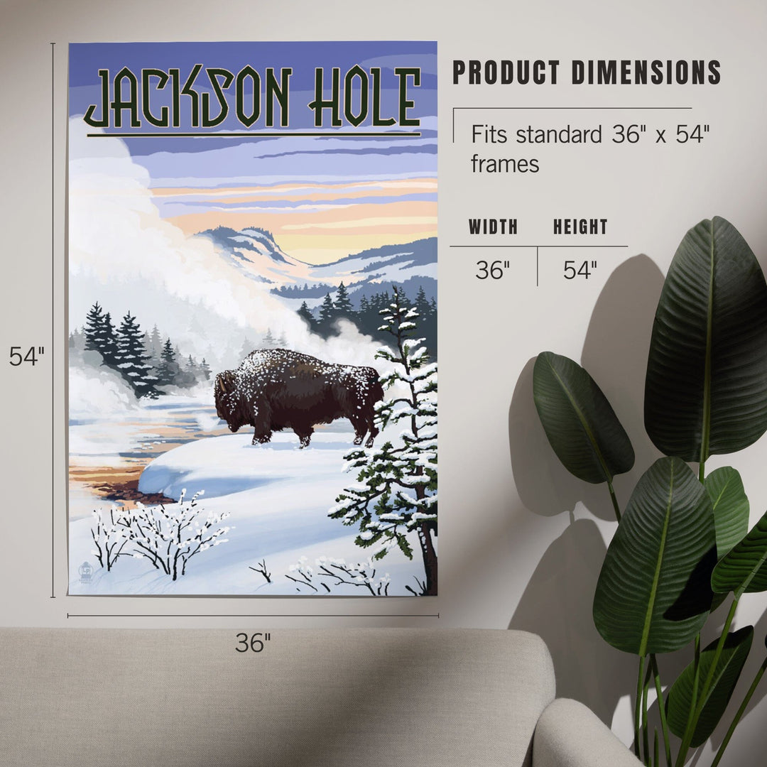 Jackson Hole, Wyoming, Bison Snow Scene, Art & Giclee Prints - Lantern Press