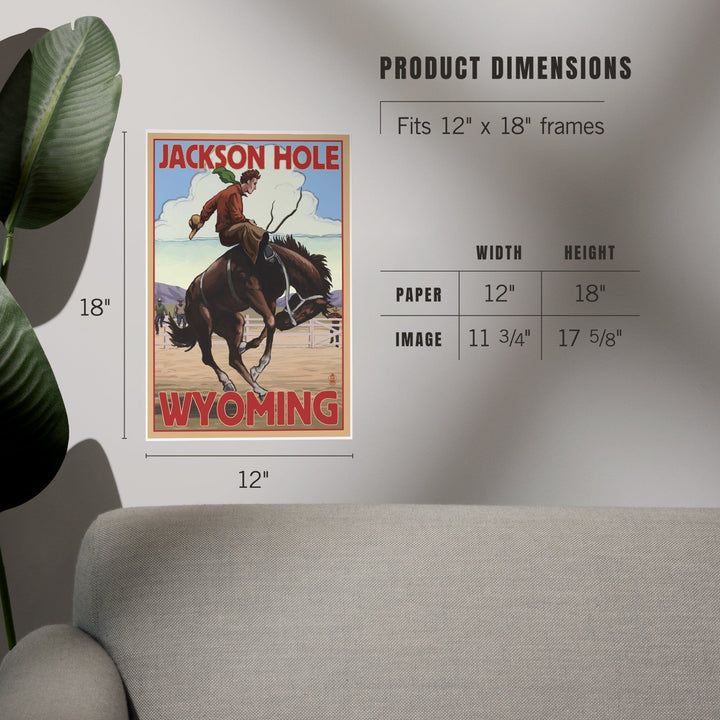 Jackson Hole, Wyoming, Bucking Bronco, Art & Giclee Prints - Lantern Press