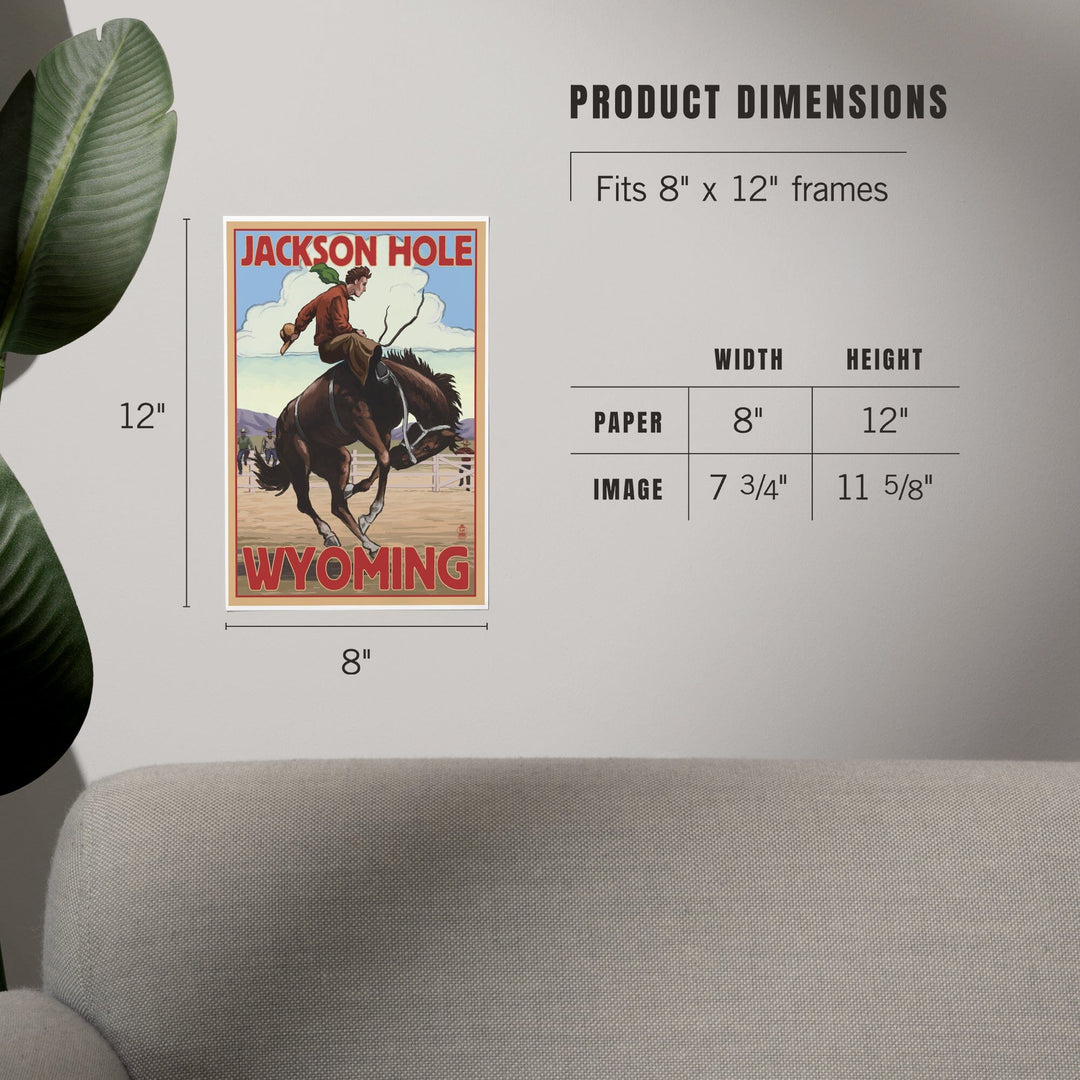 Jackson Hole, Wyoming, Bucking Bronco, Art & Giclee Prints - Lantern Press