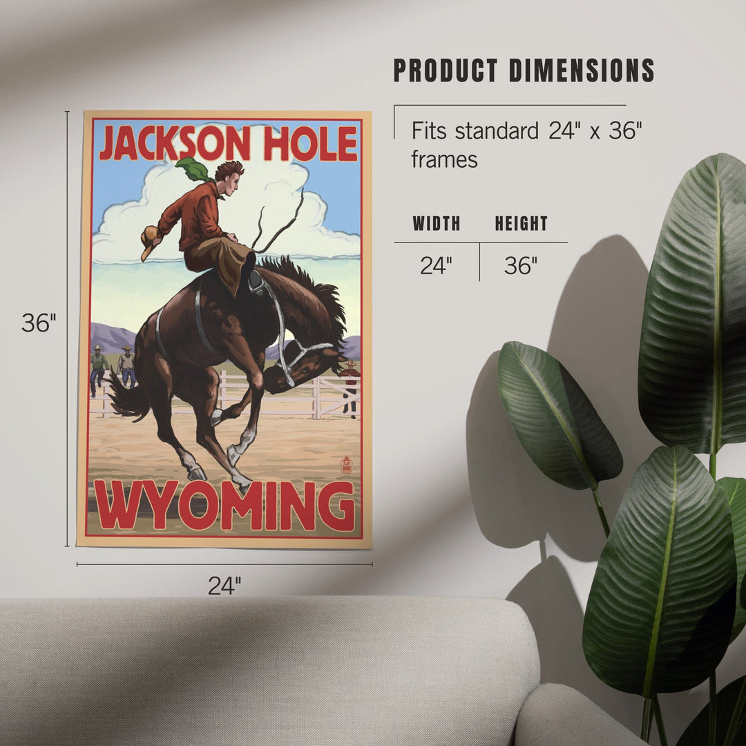 Jackson Hole, Wyoming, Bucking Bronco, Art & Giclee Prints - Lantern Press