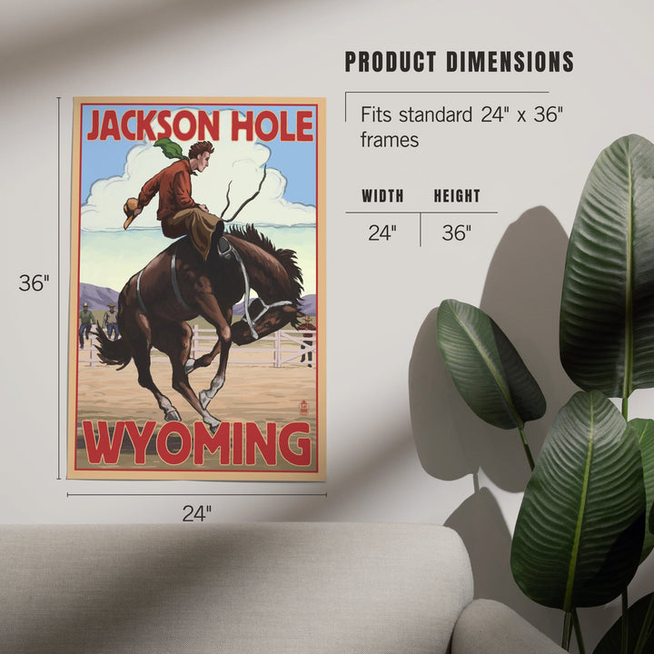 Jackson Hole, Wyoming, Bucking Bronco, Art & Giclee Prints - Lantern Press