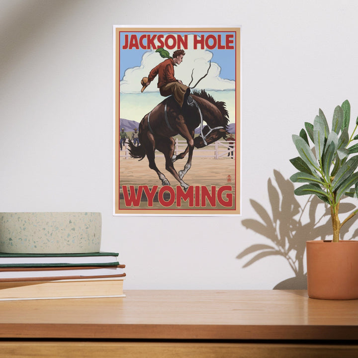 Jackson Hole, Wyoming, Bucking Bronco, Art & Giclee Prints - Lantern Press
