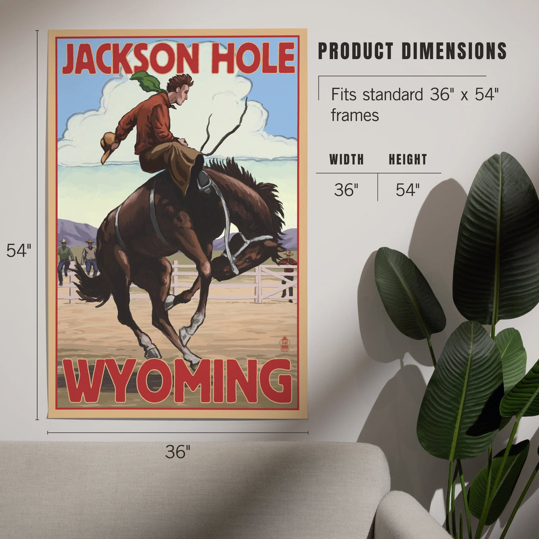 Jackson Hole, Wyoming, Bucking Bronco, Art & Giclee Prints - Lantern Press