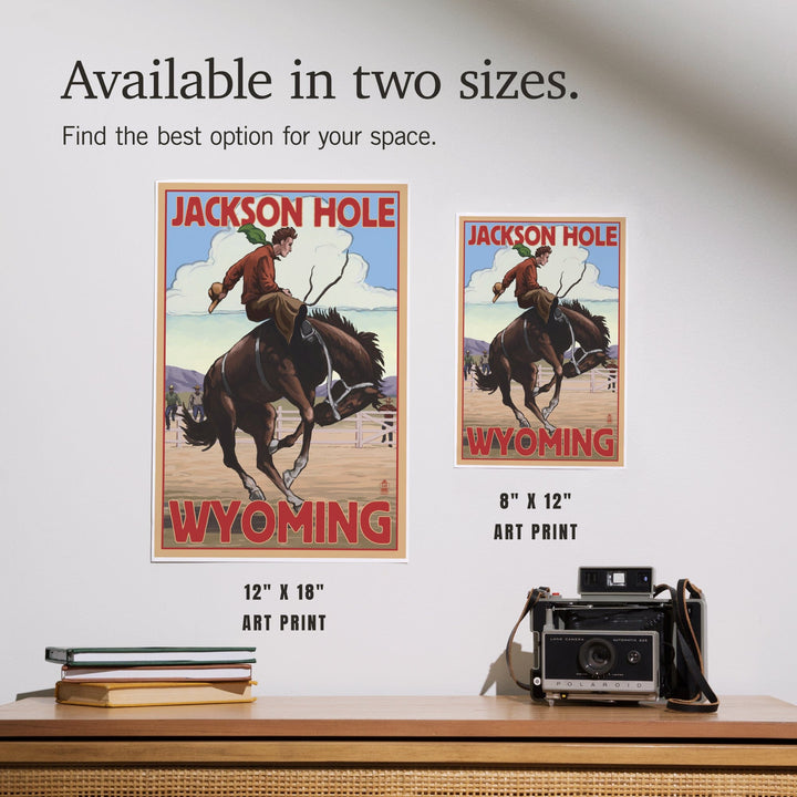 Jackson Hole, Wyoming, Bucking Bronco, Art & Giclee Prints - Lantern Press