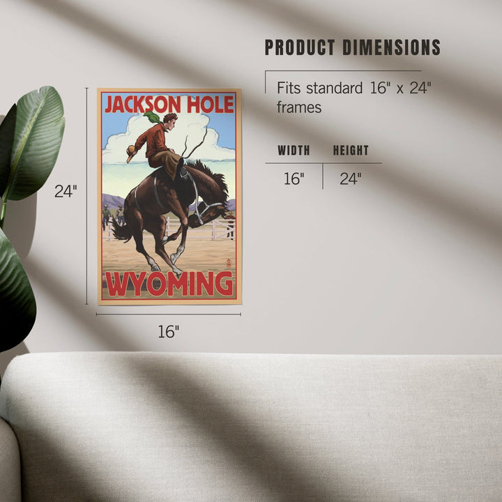 Jackson Hole, Wyoming, Bucking Bronco, Art & Giclee Prints - Lantern Press