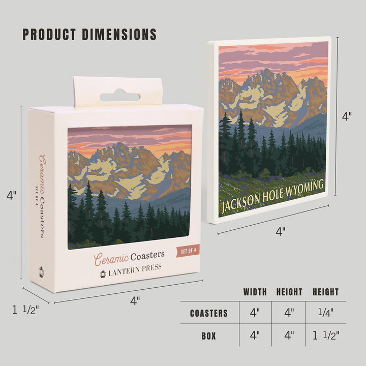Jackson Hole, Wyoming, Spring Flowers, Coasters Coasters Lantern Press