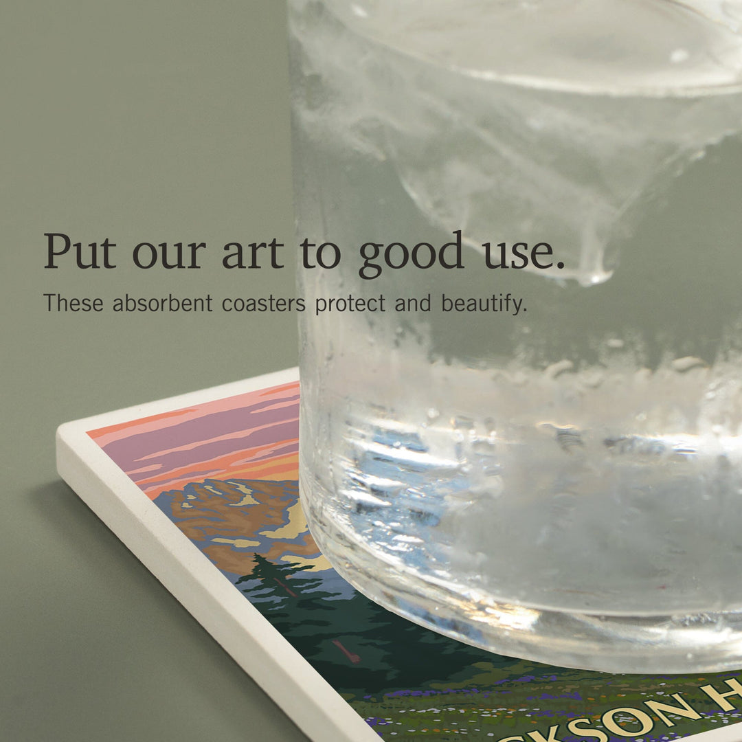 Jackson Hole, Wyoming, Spring Flowers, Coasters Coasters Lantern Press