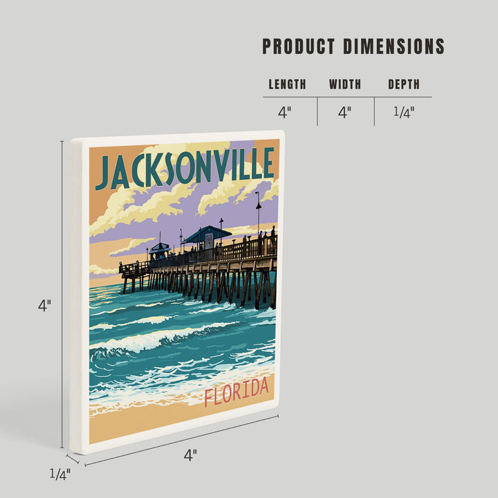 Jacksonville, Florida, Pier and Sunset, Coasters Coasters Lantern Press