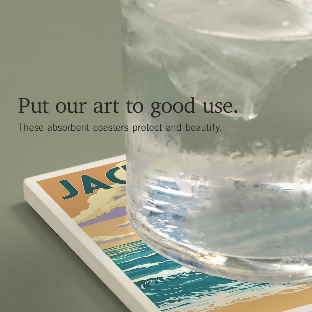 Jacksonville, Florida, Pier and Sunset, Coasters Coasters Lantern Press