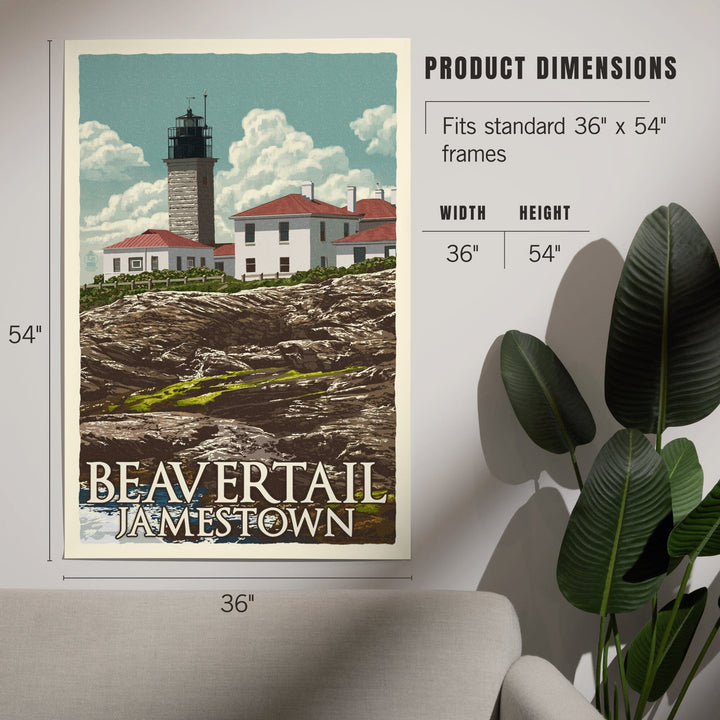 Jamestown, Rhode Island, Beavertail Lighthouse, Letterpress, Art & Giclee Prints - Lantern Press