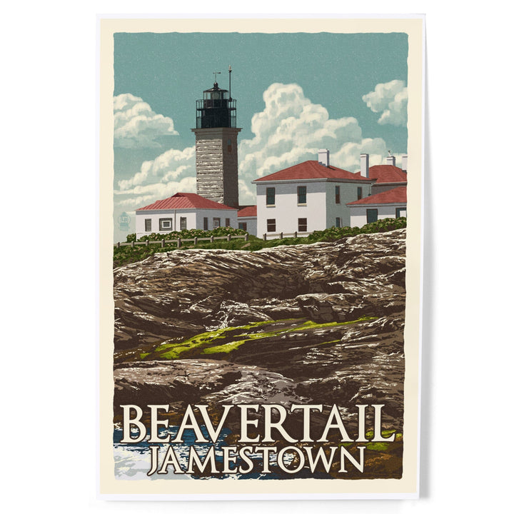 Jamestown, Rhode Island, Beavertail Lighthouse, Letterpress, Art & Giclee Prints - Lantern Press