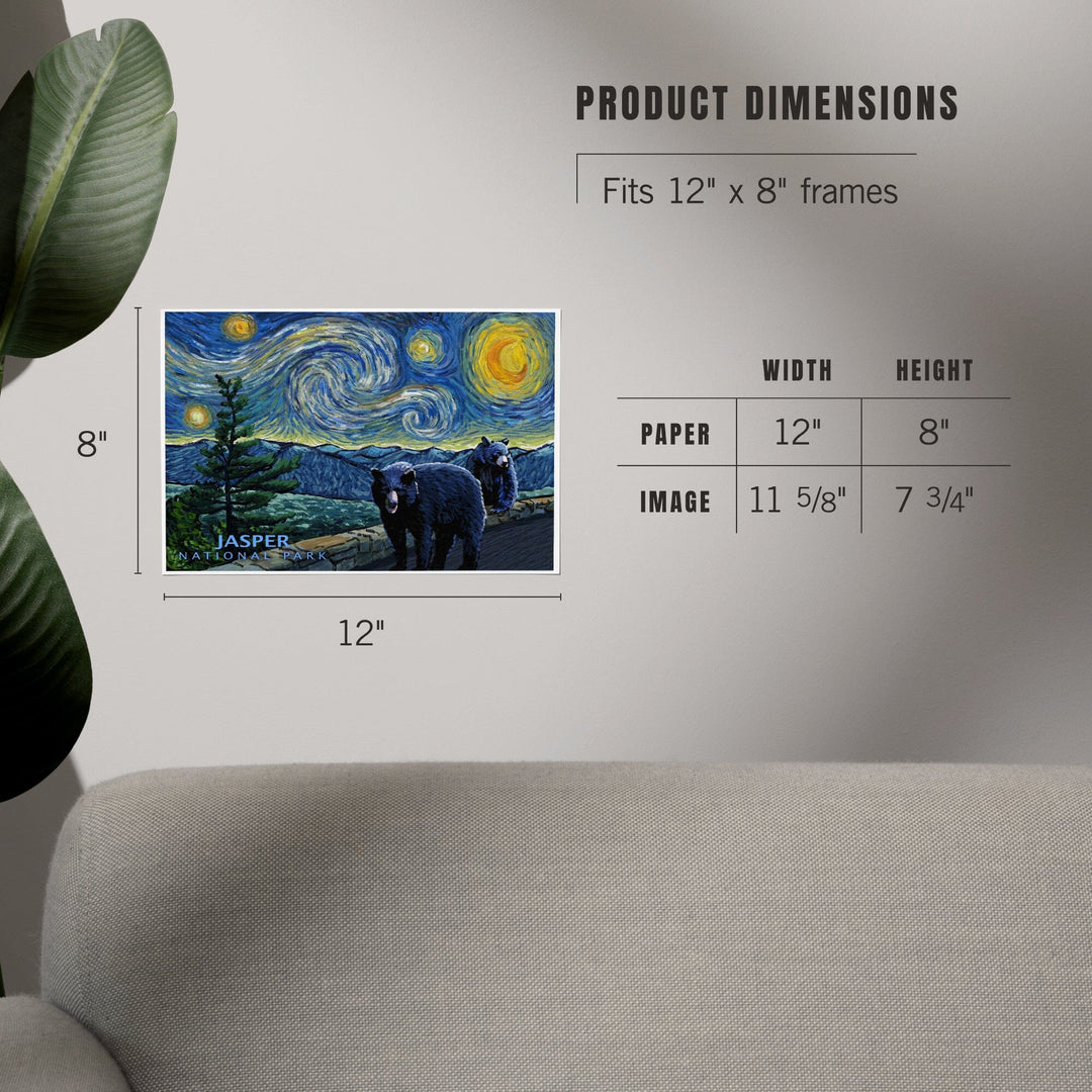 Jasper, Canada, Black Bears, Starry Night, Art & Giclee Prints - Lantern Press