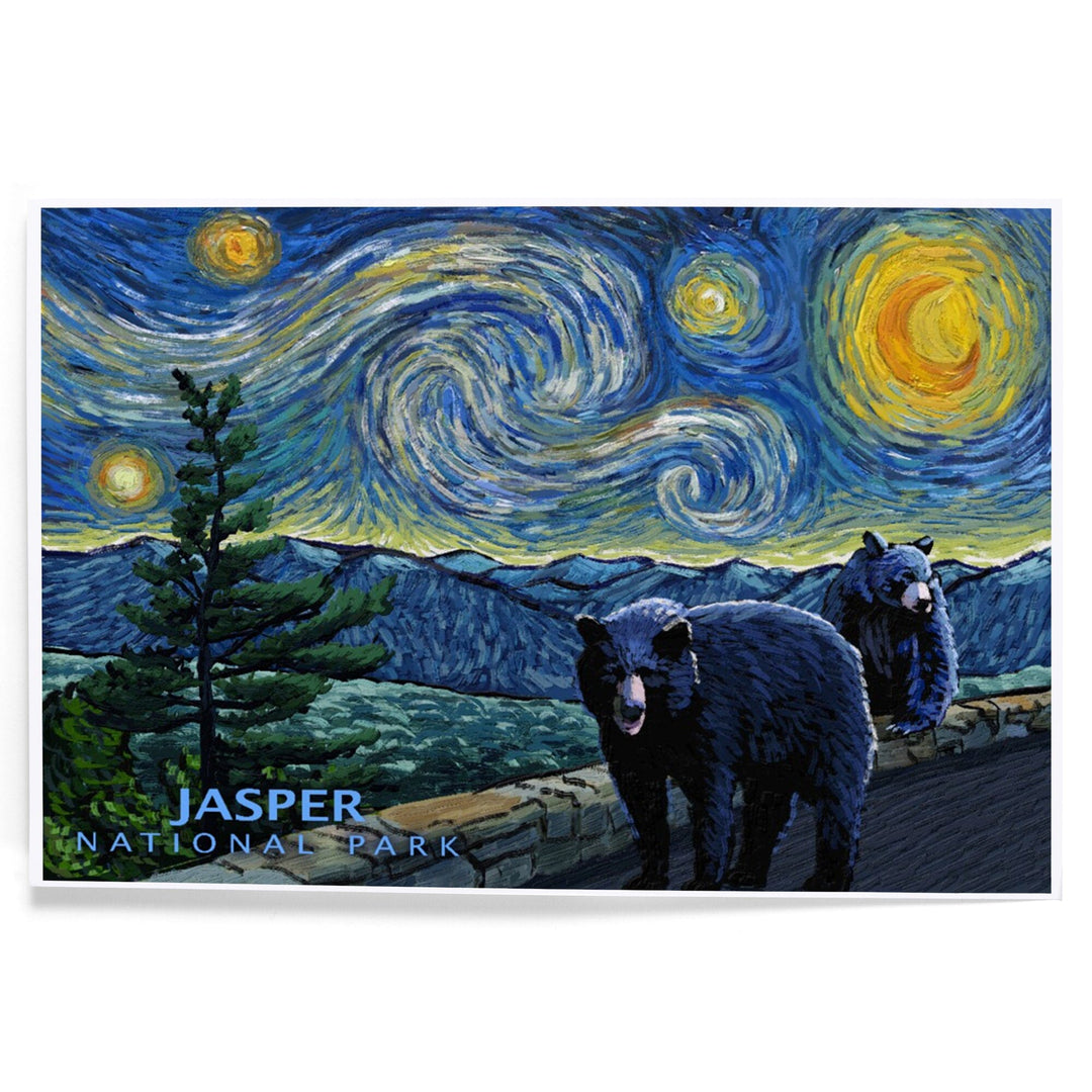 Jasper, Canada, Black Bears, Starry Night, Art & Giclee Prints - Lantern Press