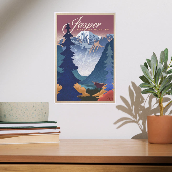 Jasper, Canada, Canadian Rockies, Mountain Scene, Lithograph, Art & Giclee Prints - Lantern Press