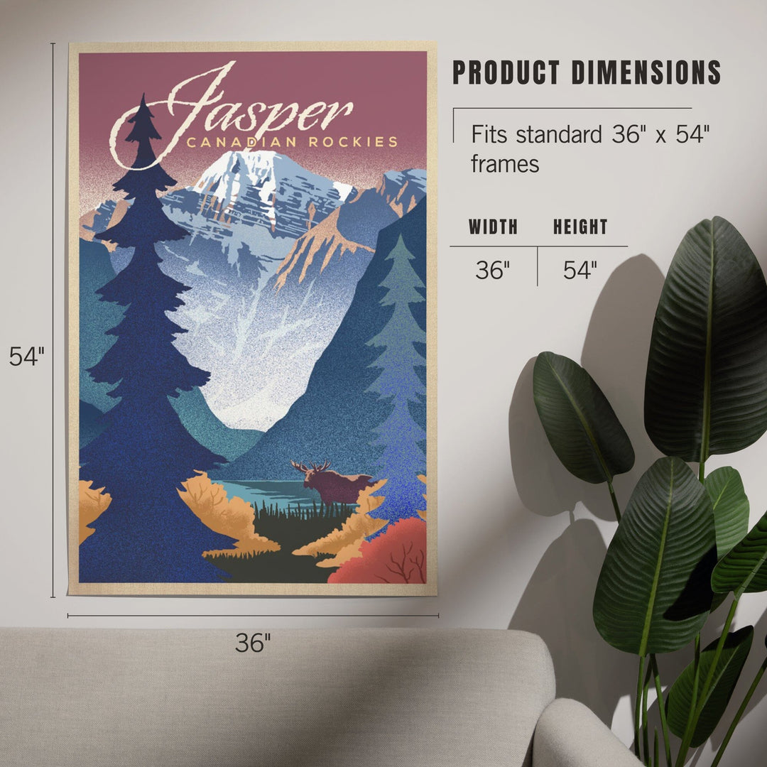 Jasper, Canada, Canadian Rockies, Mountain Scene, Lithograph, Art & Giclee Prints - Lantern Press