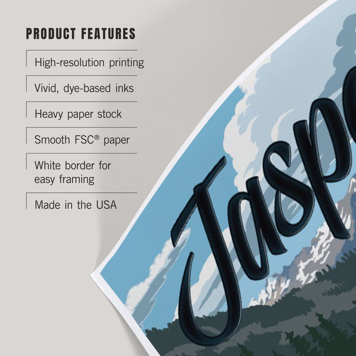 Jasper, Canada, Canadian Rockies, Retro Camper, Art & Giclee Prints - Lantern Press