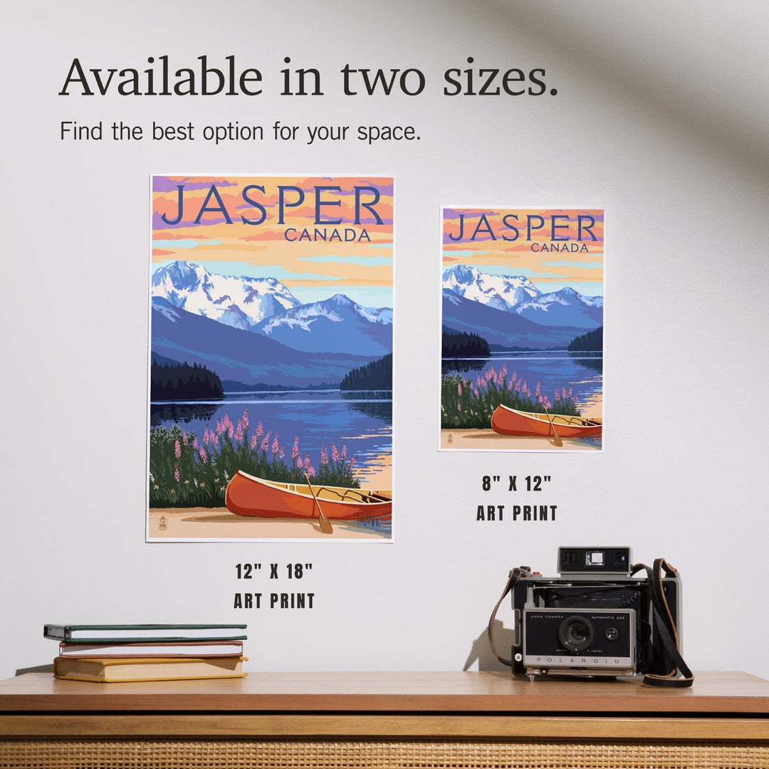 Jasper, Canada, Lake Scene and Canoe, Art & Giclee Prints - Lantern Press