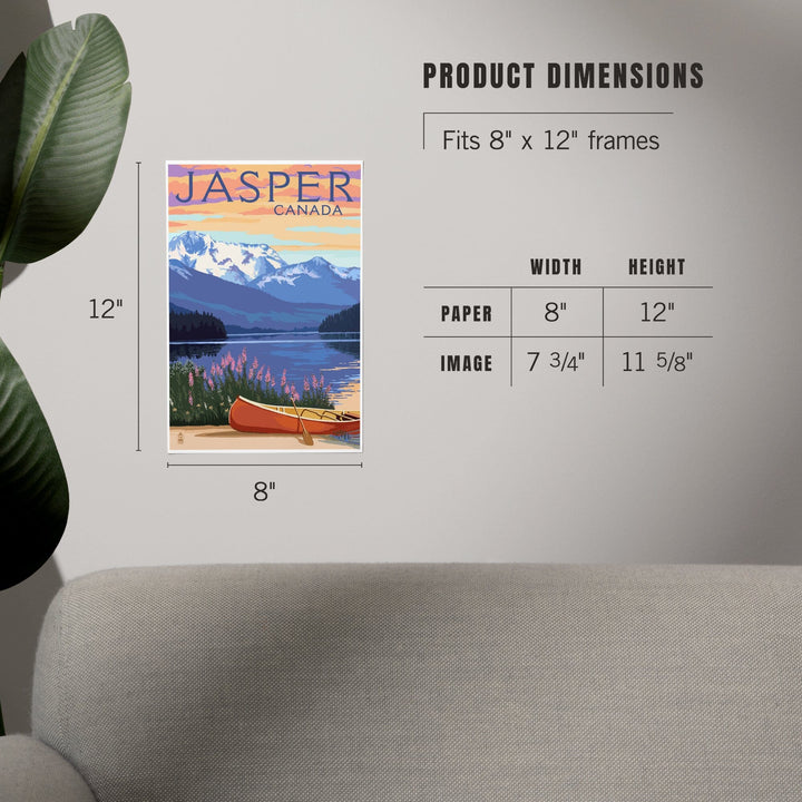 Jasper, Canada, Lake Scene and Canoe, Art & Giclee Prints - Lantern Press