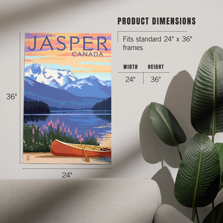Jasper, Canada, Lake Scene and Canoe, Art & Giclee Prints - Lantern Press