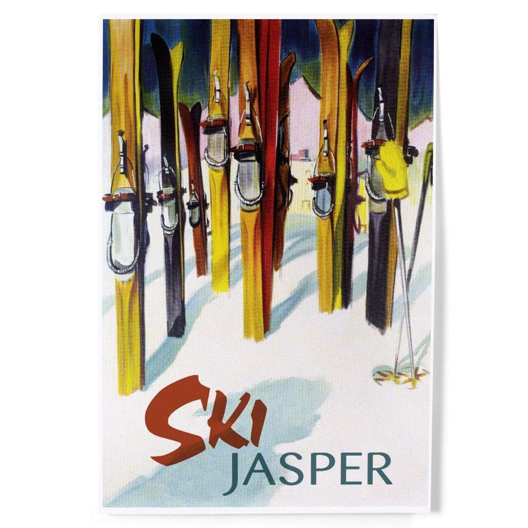 Jasper, Canada, Ski, Colorful Skis, Art & Giclee Prints - Lantern Press