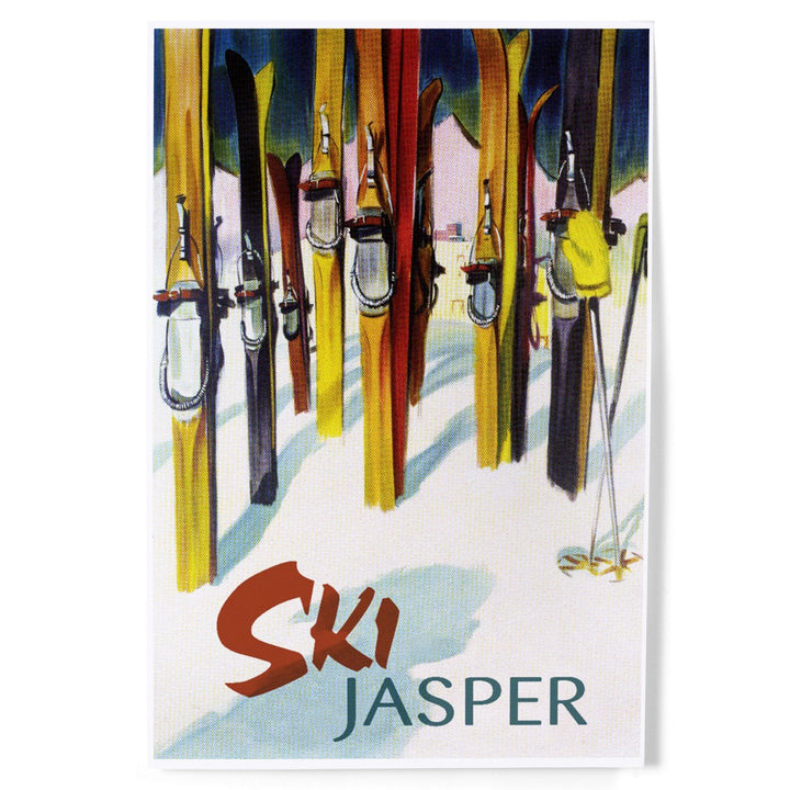 Jasper, Canada, Ski, Colorful Skis, Art & Giclee Prints - Lantern Press