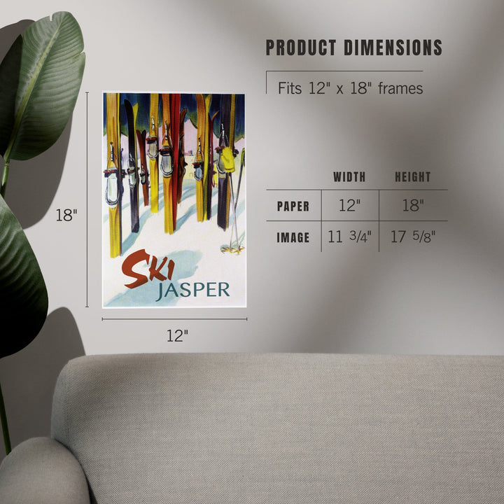 Jasper, Canada, Ski, Colorful Skis, Art & Giclee Prints - Lantern Press