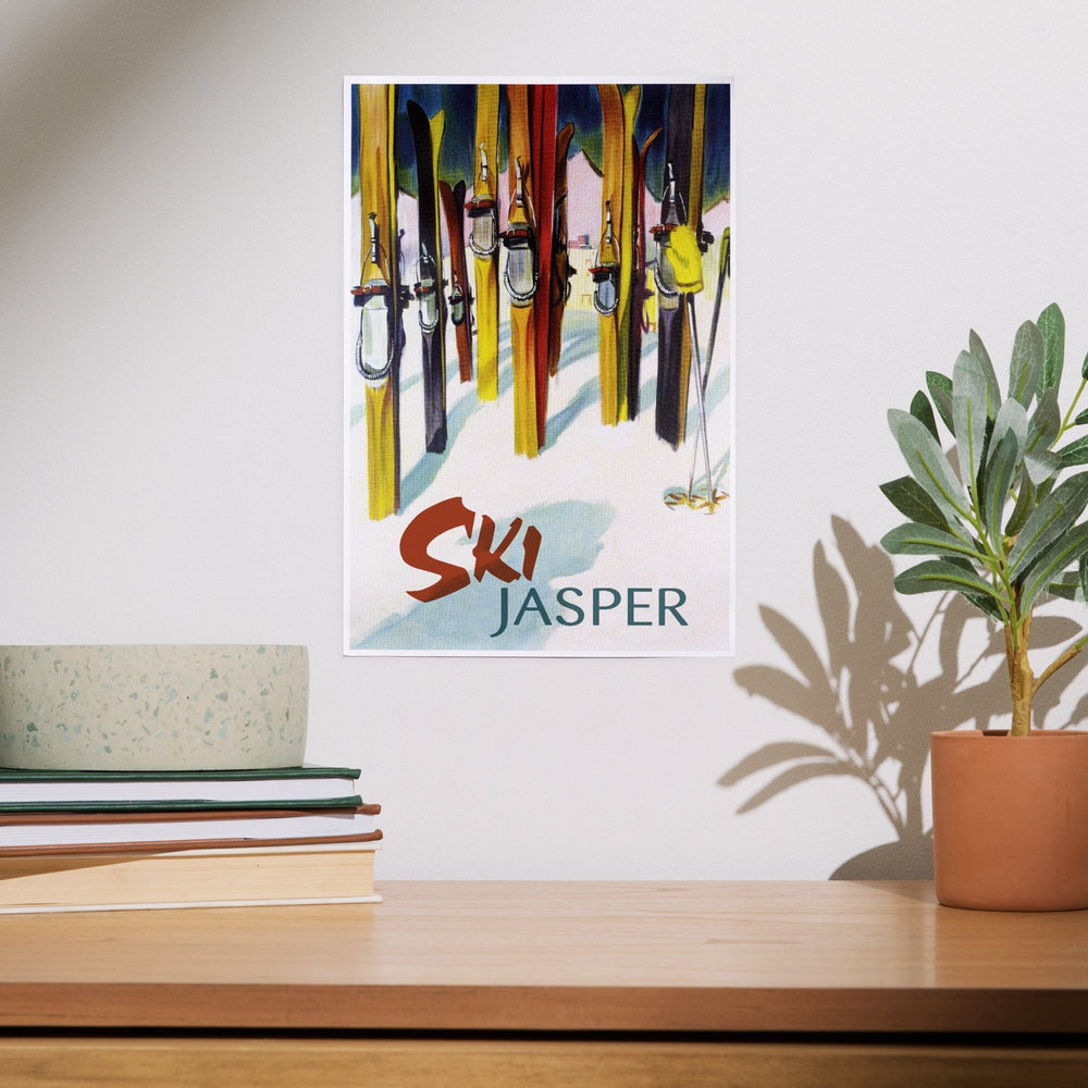 Jasper, Canada, Ski, Colorful Skis, Art & Giclee Prints - Lantern Press